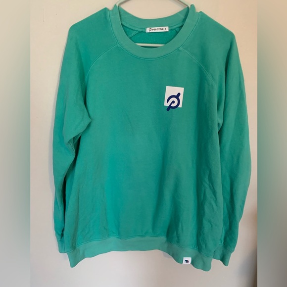 Peloton Men Small Crewneck Sweatshirt Graphic Logo Cycling Mint Green - Picture 1 of 5